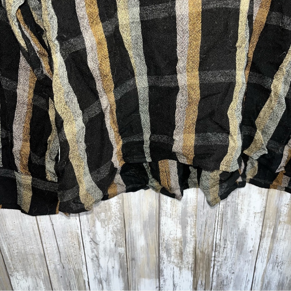 Madewell Highroad Popover Top Black Tan Stripe NWT Size M Lightweight Blouse - Picture 3 of 6